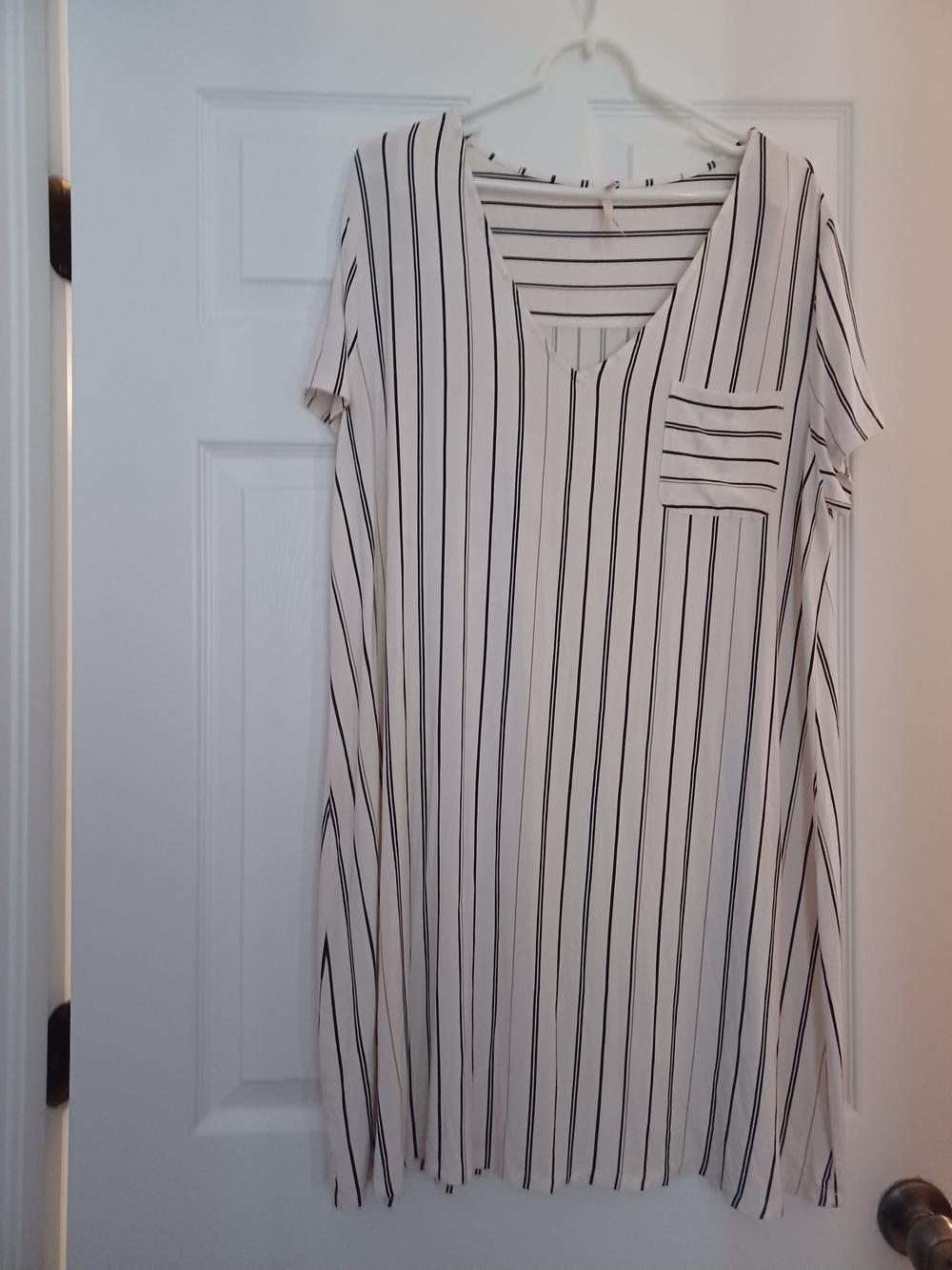 Soma Cream and Black Vertical Stripe Chemise